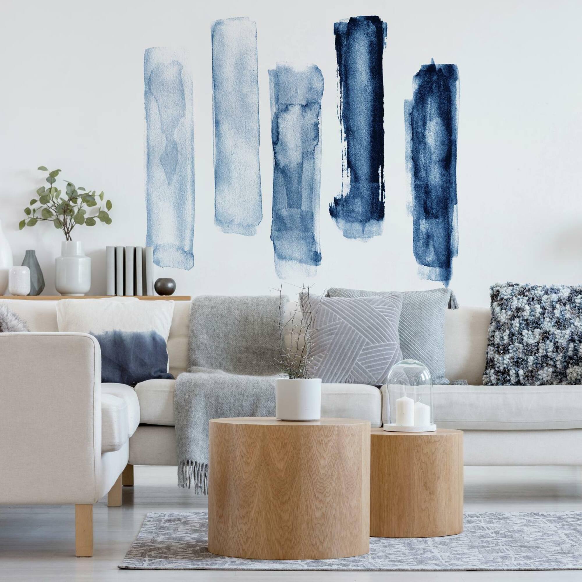 RoomMates Blue Watercolor Brush Strokes Peel & Stick Giant Decals